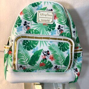 Disney Parks Loungefly Mickey Minnie Tropical Hideaway Palm Backpack No Handle